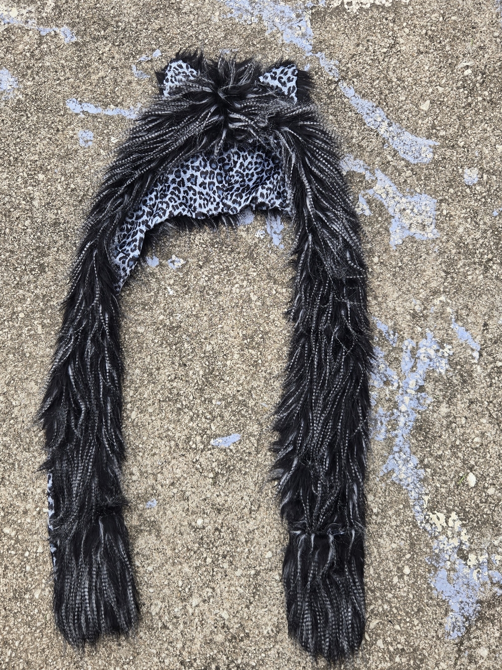 Y2k emo scene punk faux fur beanie scarf with hand mittens Hooded Scarf